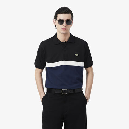 lacoste classic fit colour block petit pique polo shirt