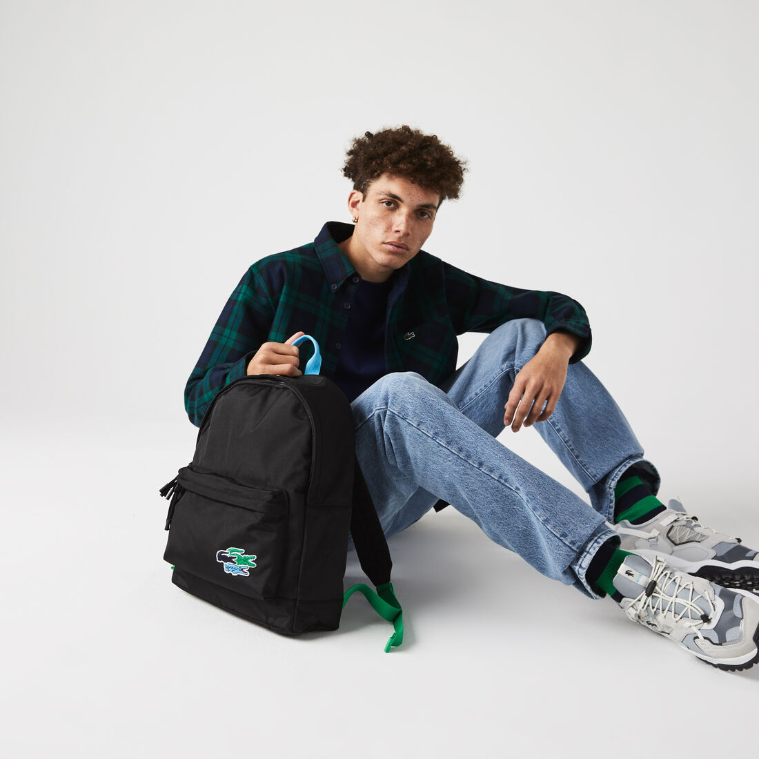 حقيبة ظهر رجالية من قماش تماسيح ملونة