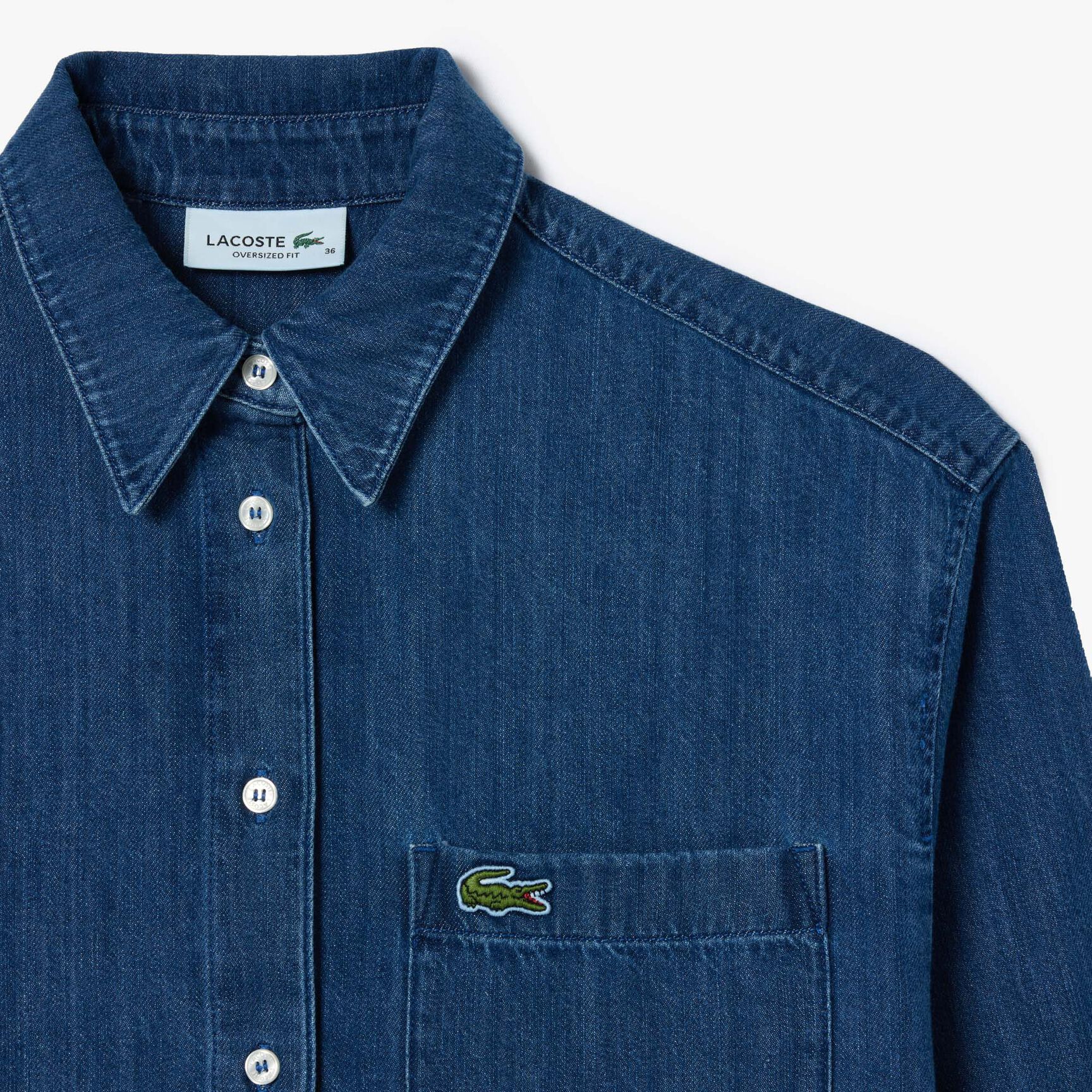 قميص جينز كبير الحجم Women's Lacoste Oversized Cotton Denim Shirt - CF0036-00-36L