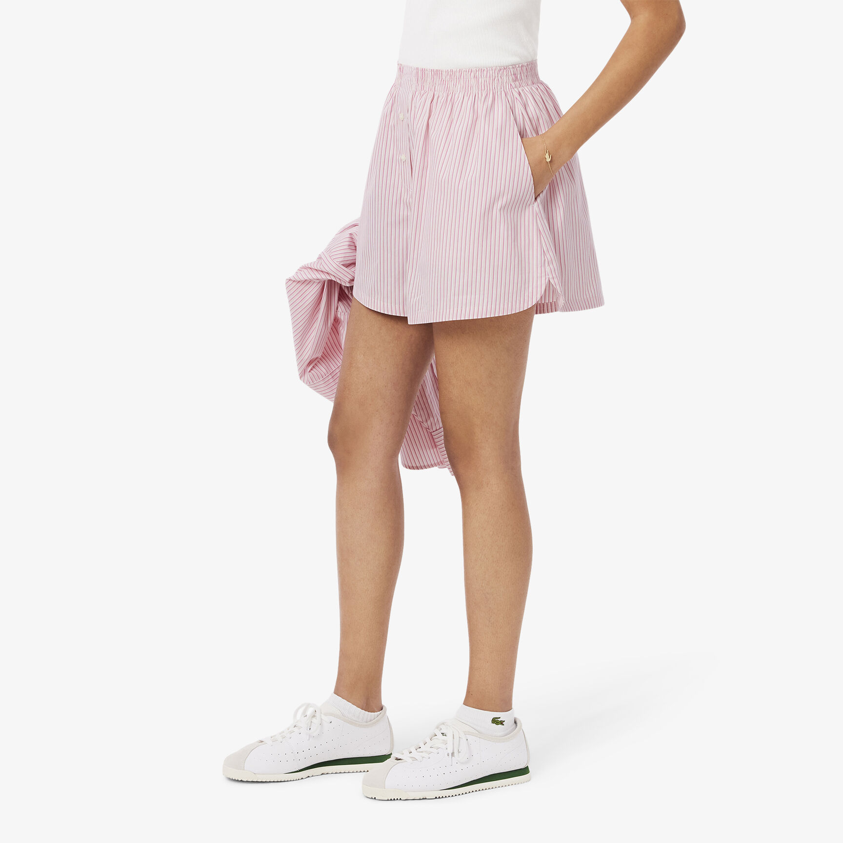شورت بوبلين مخطط وخفيف الوزن بقصّة واسعة Wide Fit Lightweight Striped Poplin Shorts - FF9835-00-FLI