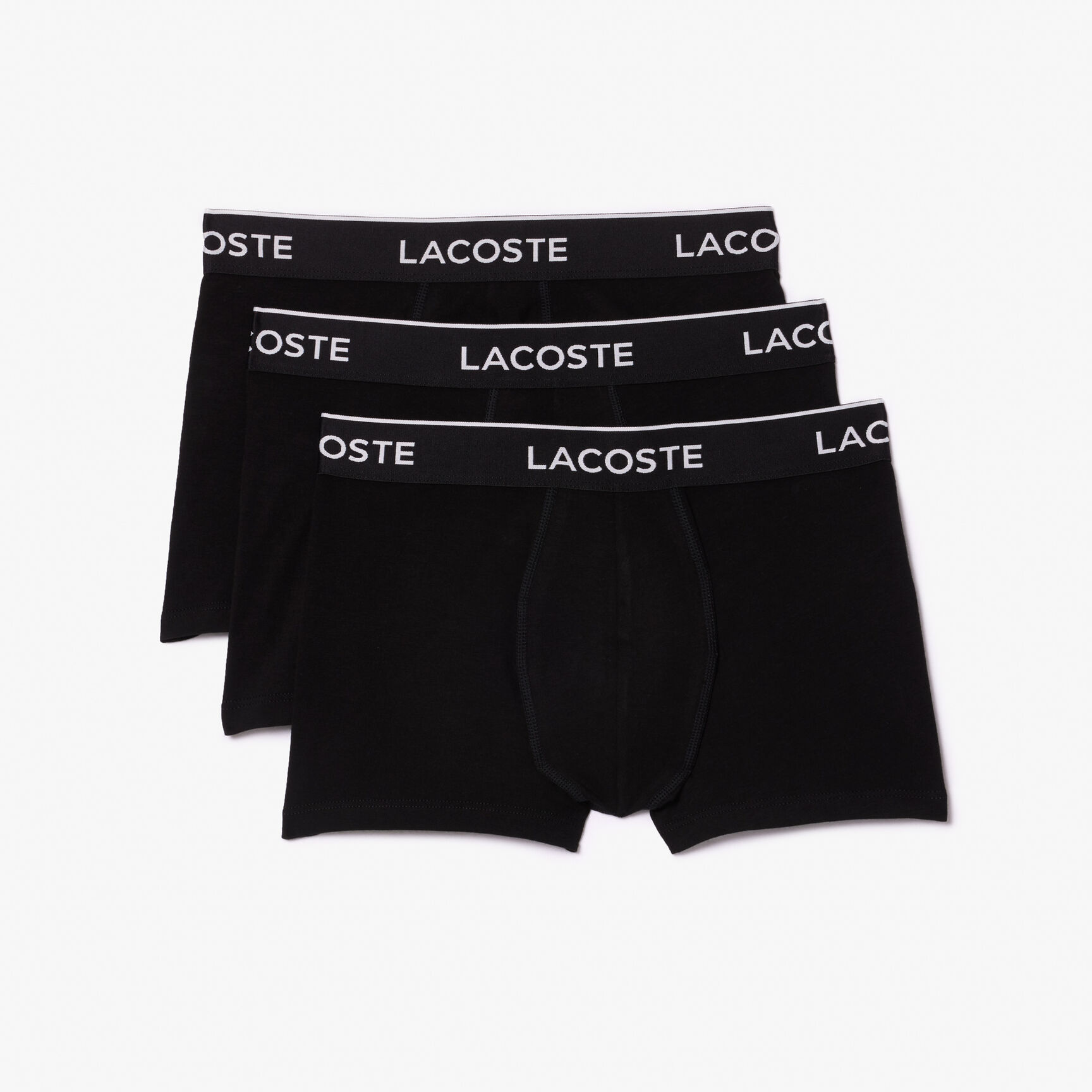 طقم بوكسر لاكوست بطبعة الشعار بألياف دقيقة للرجال، 3 قطع Pack Of 3 Casual Black Trunks - 5H3389-00-031