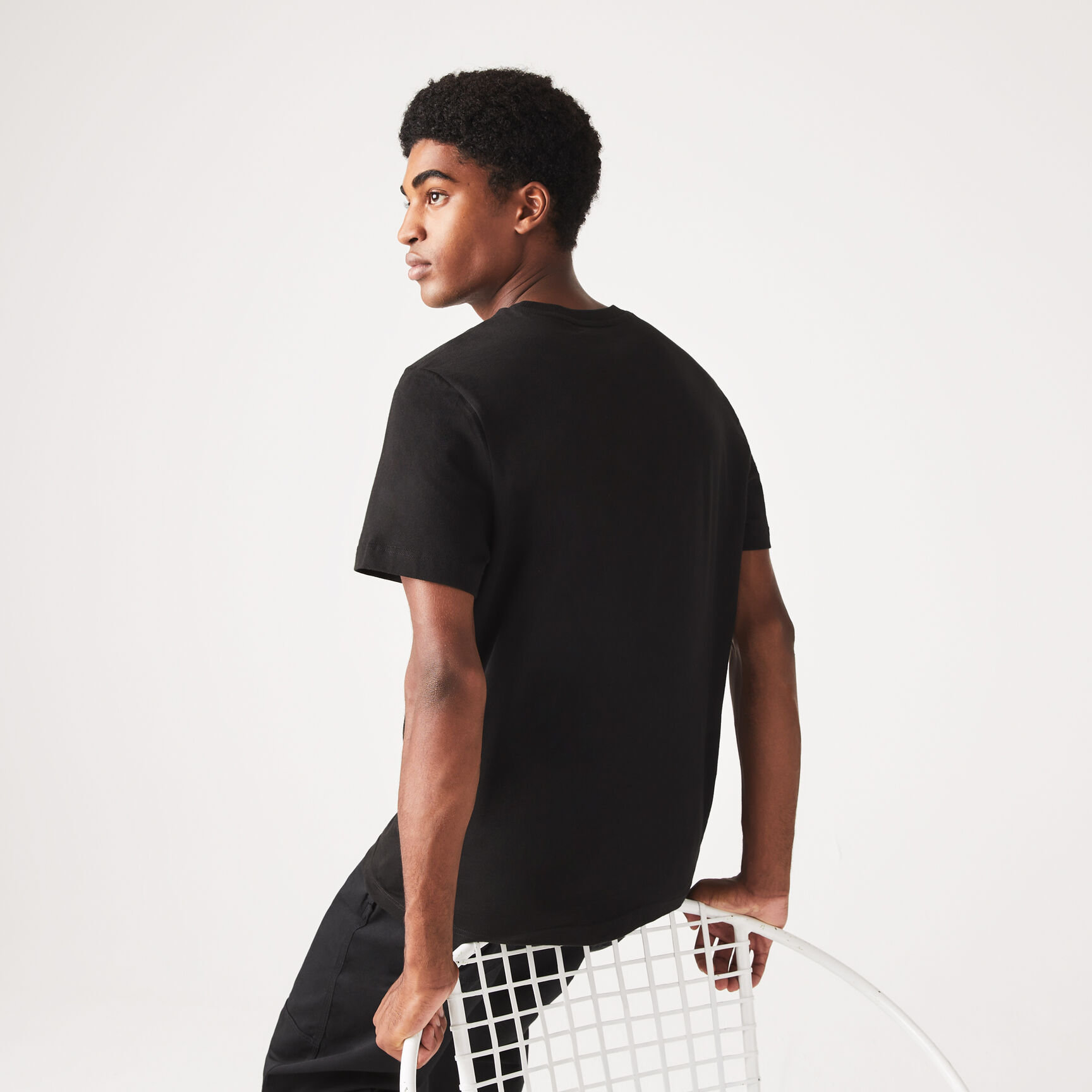 تيشيرت لاكوست بقصة عادية وشعار التمساح بحجم كبير للرجال&lrm;