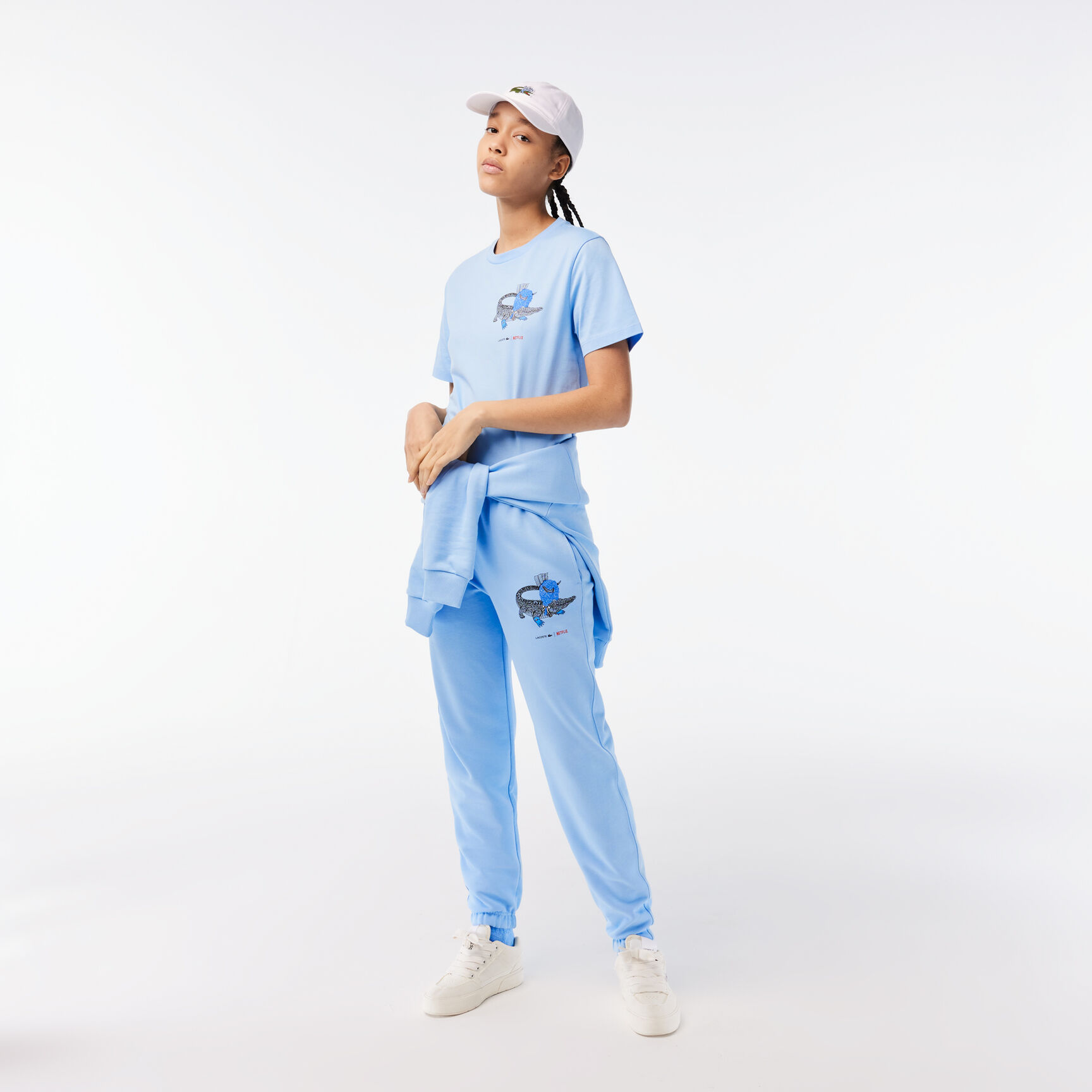 تيشيرت قطن جيرسيه عضوي للنساء مجموعة Lacoste x Netflix