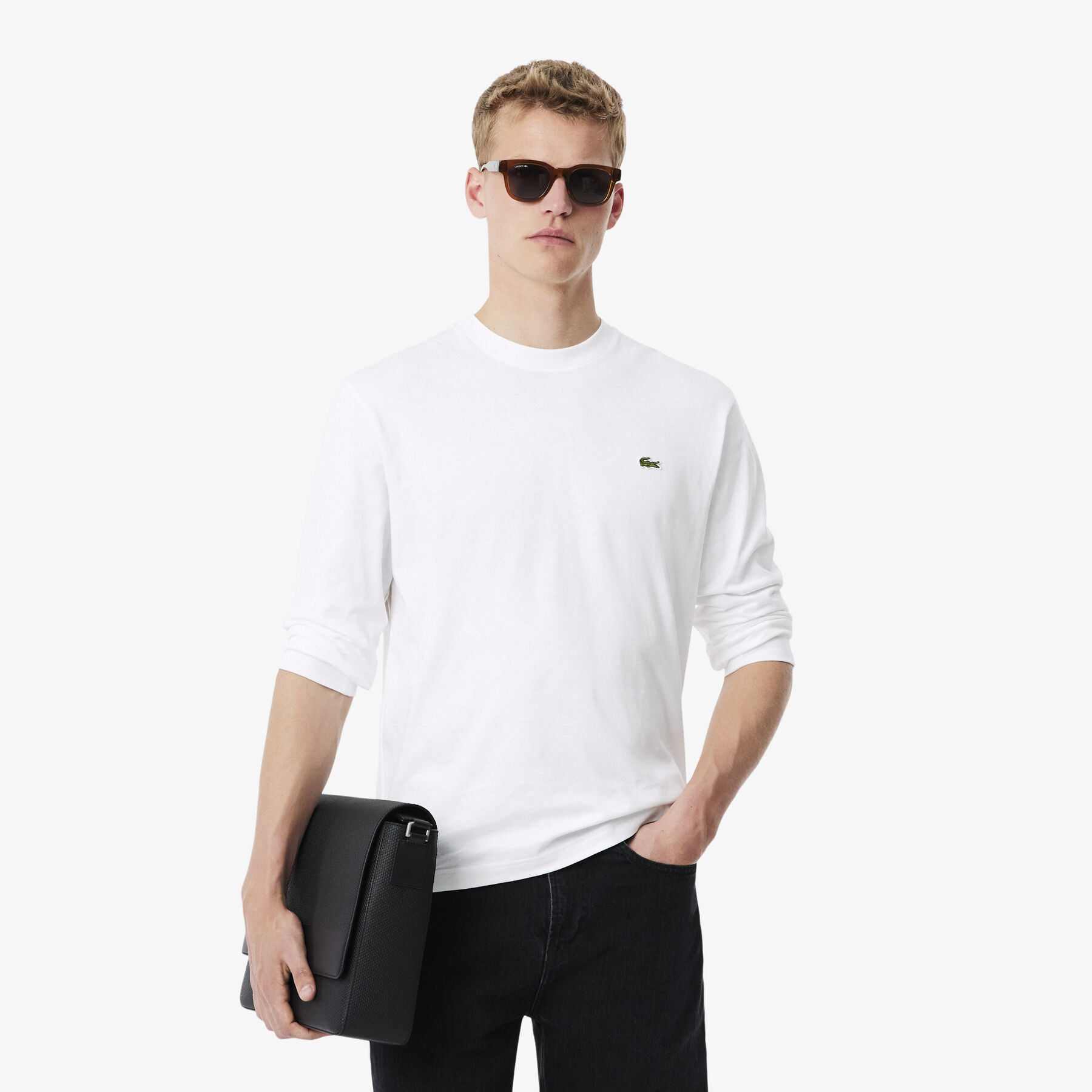 Long Sleeved Cotton T-shirt lacoste long sleeved cotton t shirt