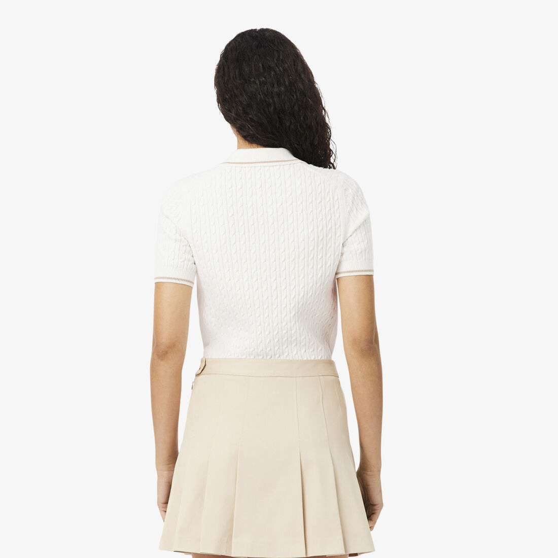 Striped Cable Knit Polo Collar Sweater - AF0972-00-70V