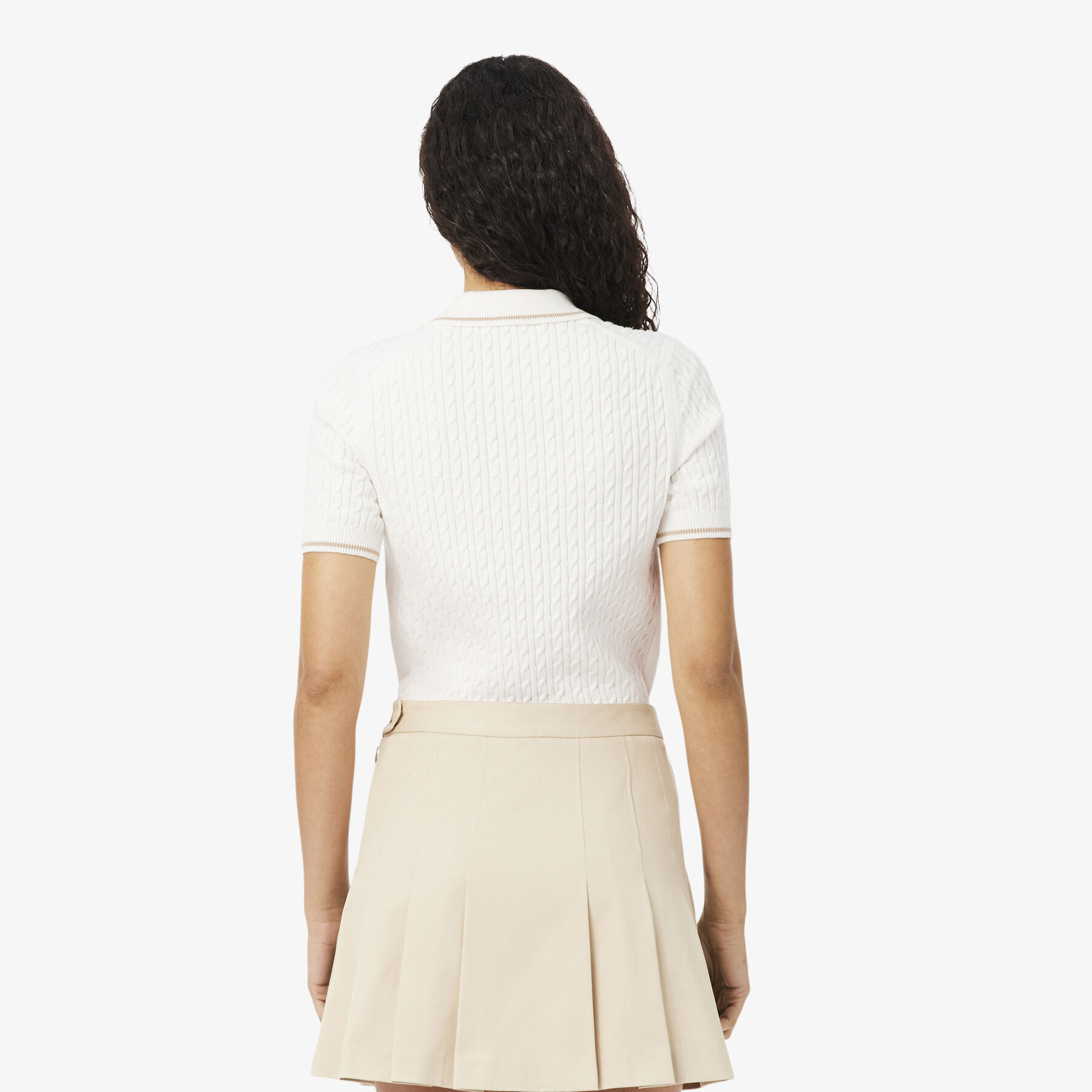 Striped Cable Knit Polo Collar Sweater - AF0972-00-70V