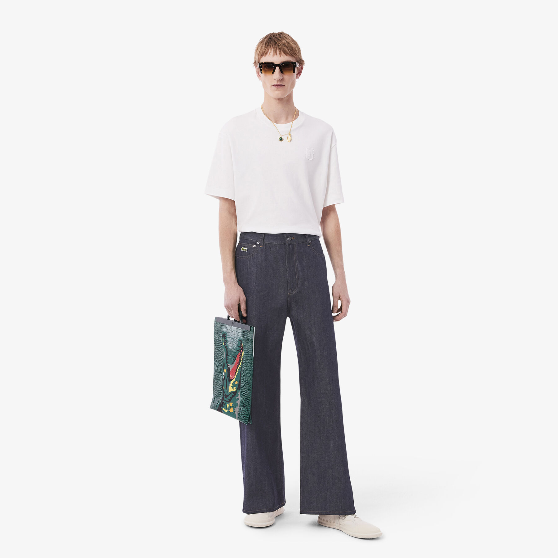 lacoste runway wide fit selvedge jeans
