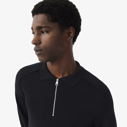 lacoste commuter zipped wool polo collar sweater