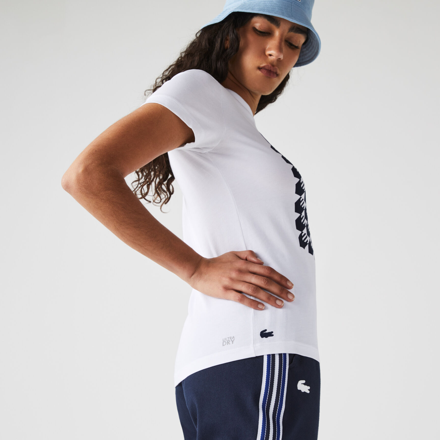 Women's Lacoste SPORT Breathable Houndstooth Patterned T-shirt