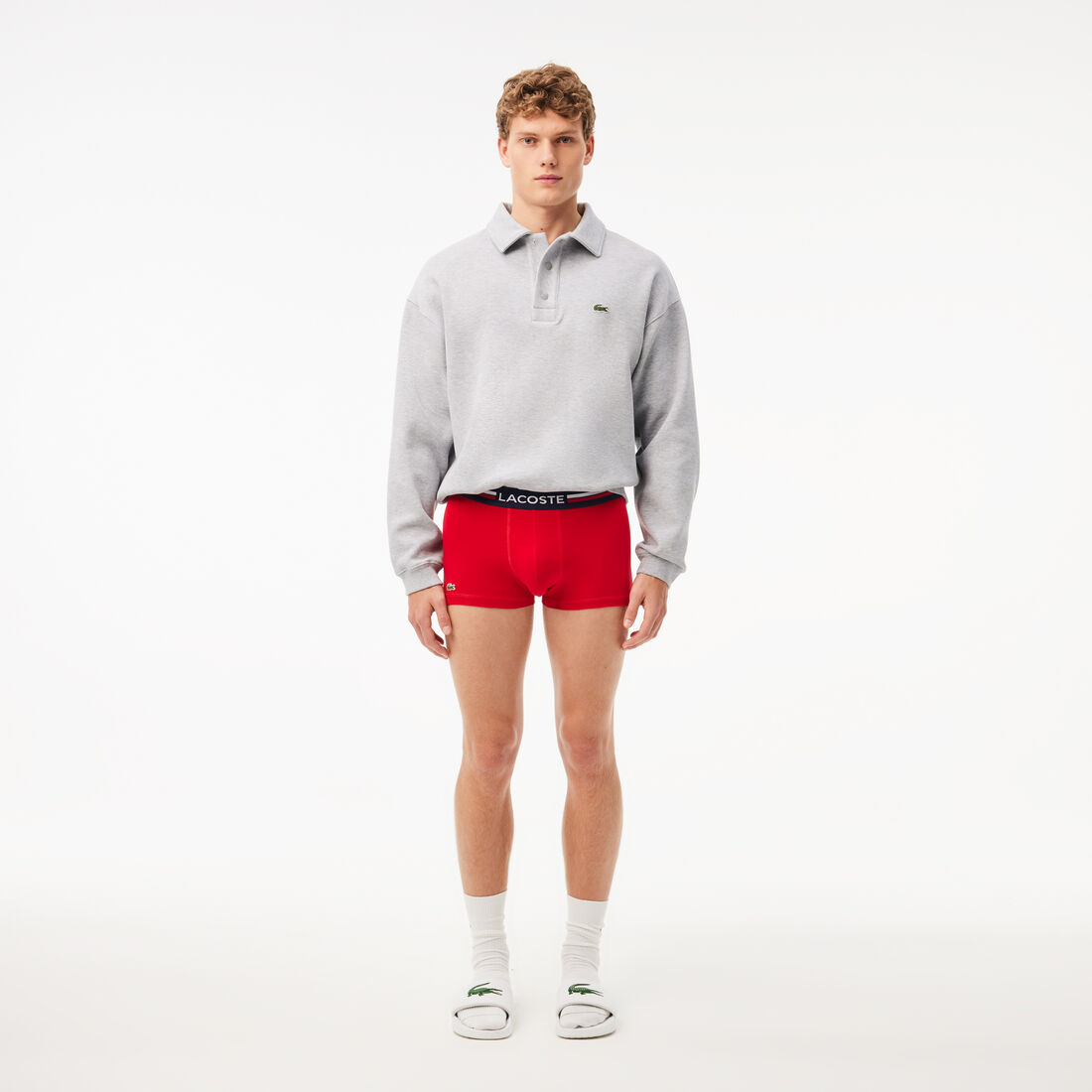 طقم بوكسر بحزام خصر بثلاثة ألوان وشعار الماركة، 3 قطع Pack Of 3 Iconic Trunks With Three-Tone Waistband - 5H3386-00-W34