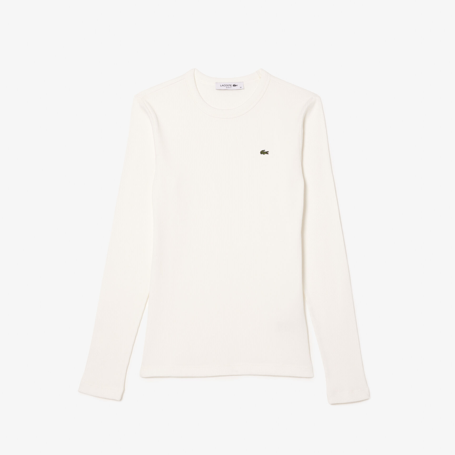 تي شيرت قطن مضلع بأكمام طويلة Long Sleeved Ribbed Cotton T-shirt - TF1692-00-70V