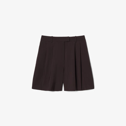 Oversized Wool Blend Pleated Bermuda Shorts