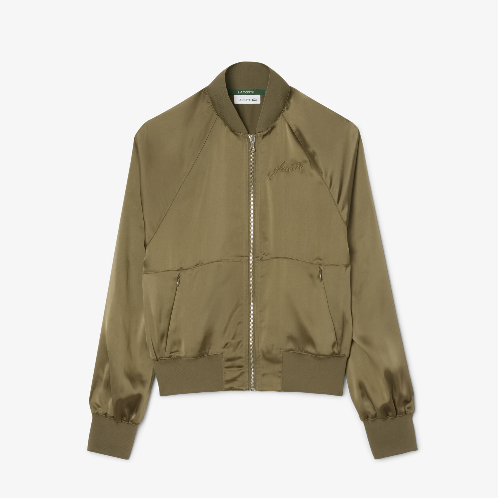 Oversized Embroidered Signature Satin Bomber Jacket - CF5318-00-E9F