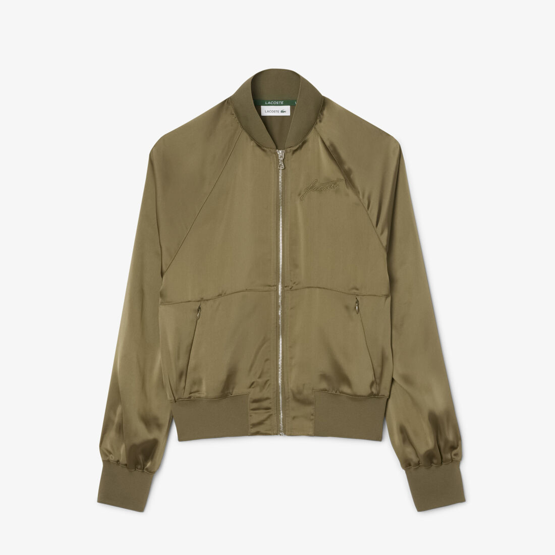 Oversized Embroidered Signature Satin Bomber Jacket Oversized Embroidered Signature Satin Bomber Jacket - CF5318-00-E9F