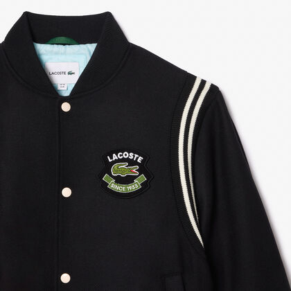 Wool Contrast Badge Varsity Jacket