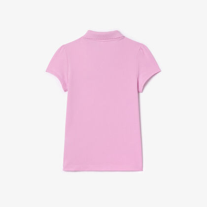Scalloped Collar Mini Pique Polo Shirt