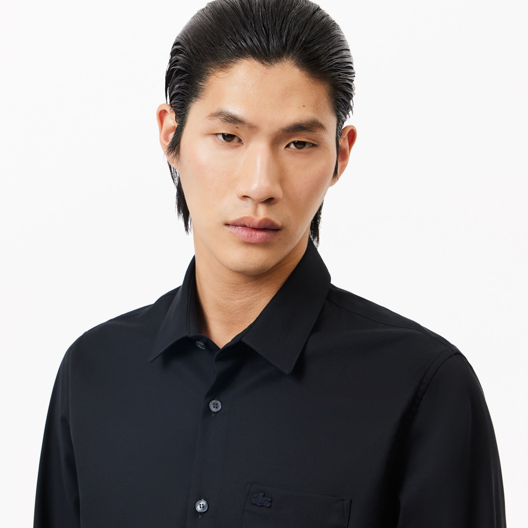 قميص بوبلين قطني بقصّة عادية Men's Regular Fit Solid Cotton Shirt - CH8522-00-031