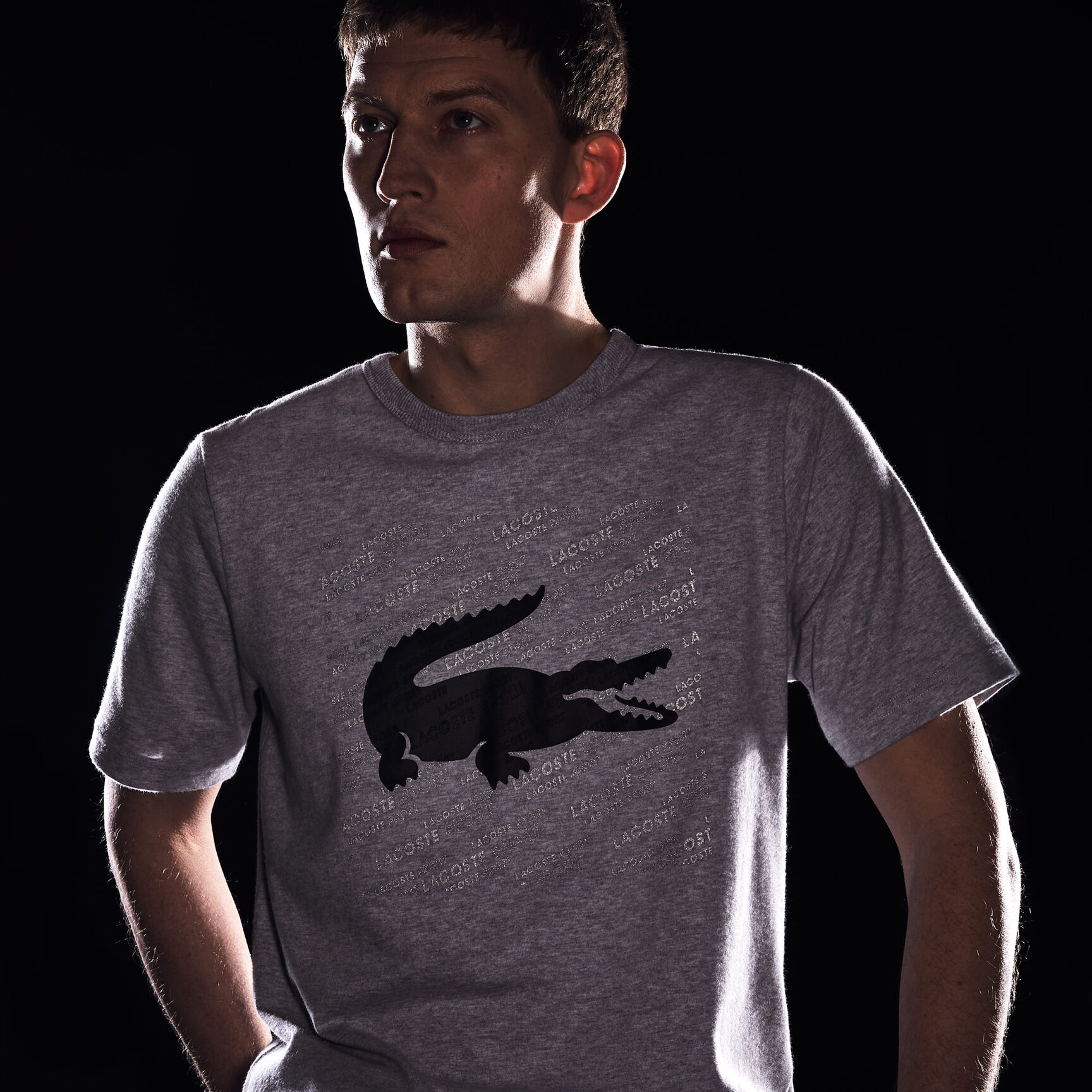 Men's Lacoste SPORT Reflective Crocodile Print Cotton T-shirt
