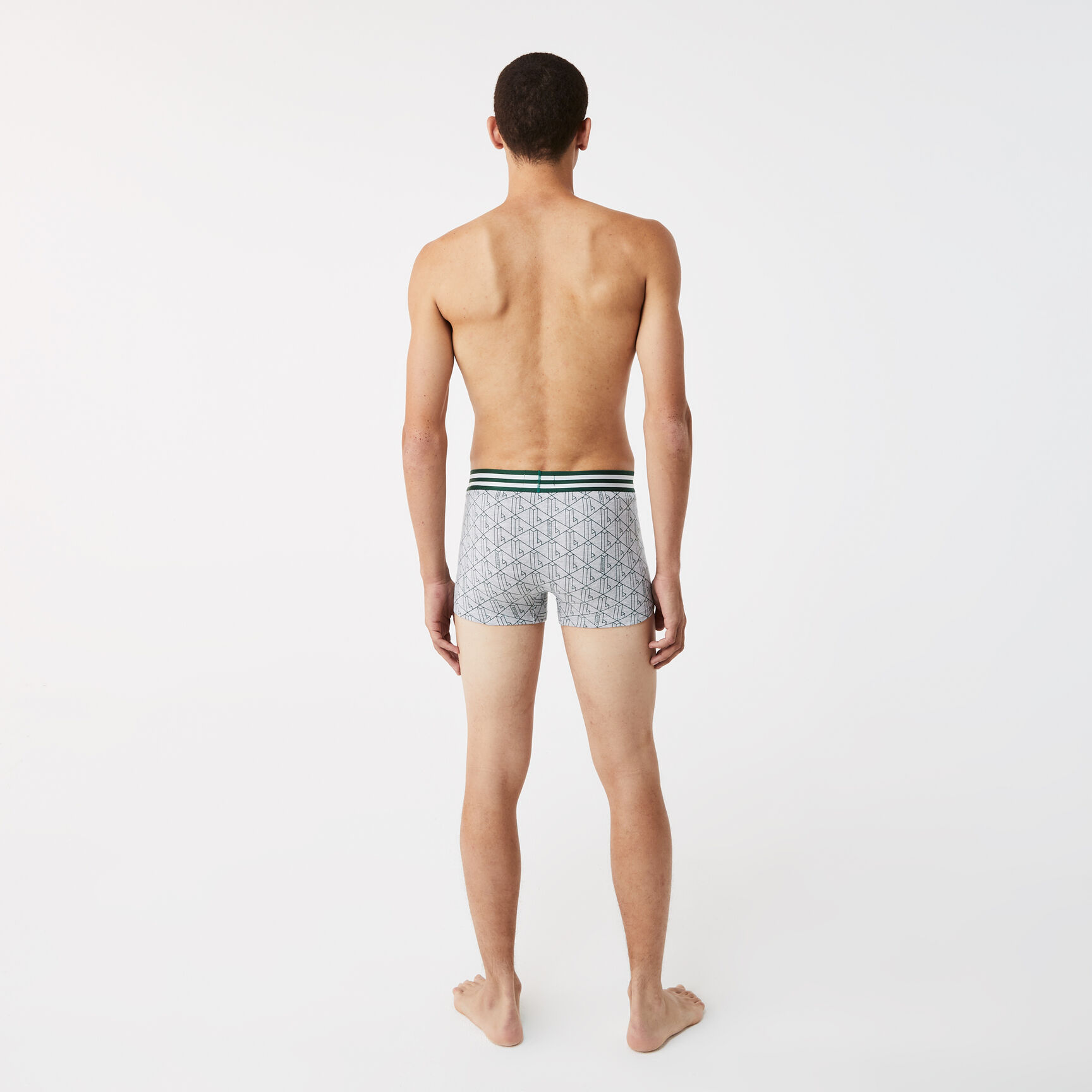 طقم بوكسر قطن مطاطي بخطوط على الخصر للرجال، 3 قطع