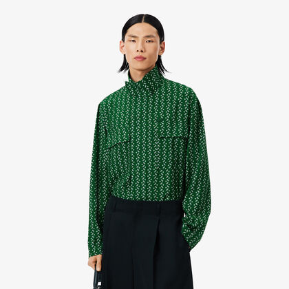 قميص ساتان مطبوع بقصّة عادية