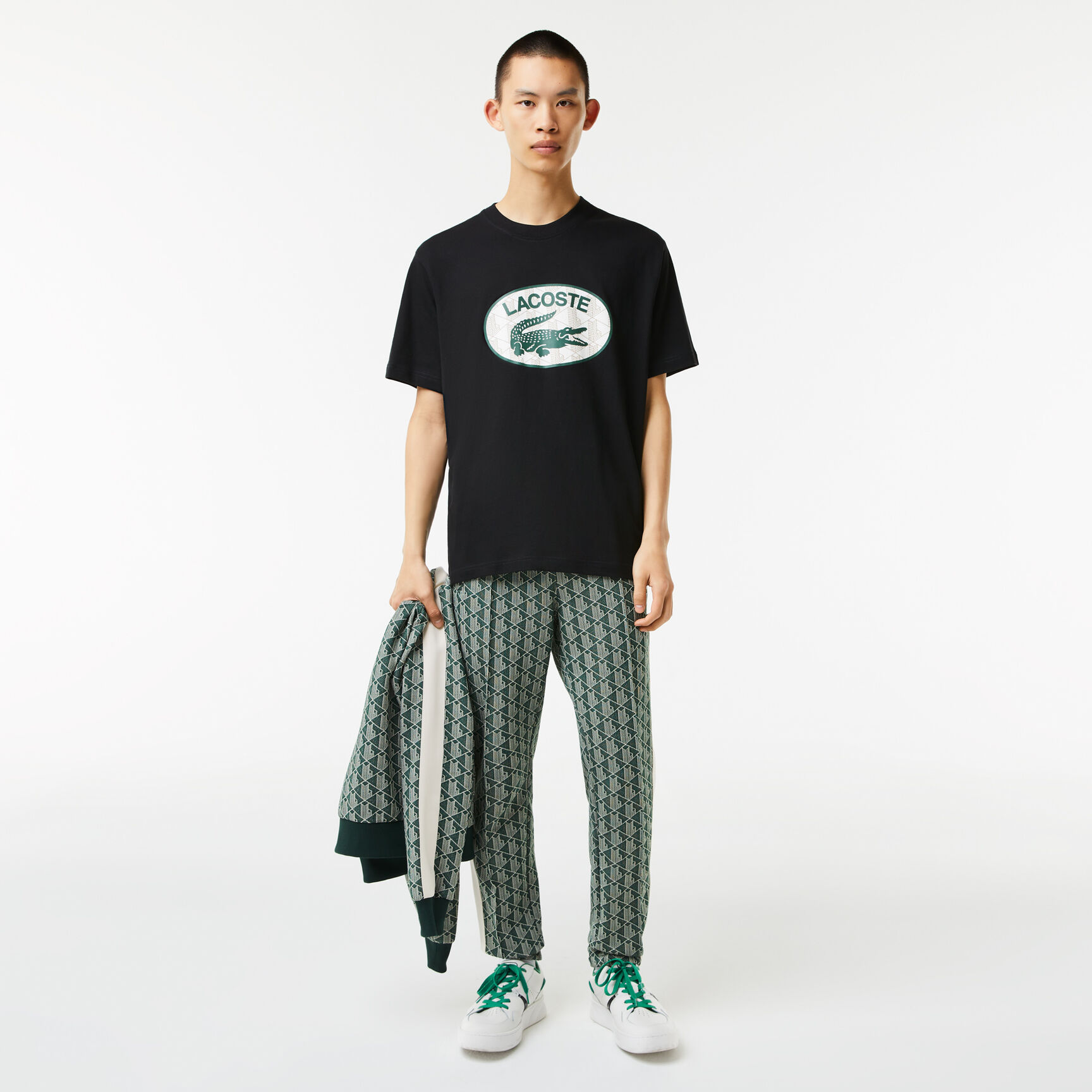 Men's Regular Fit Branded Monogram Print T-Shirt Men's Regular Fit Branded Monogram Print T-Shirt