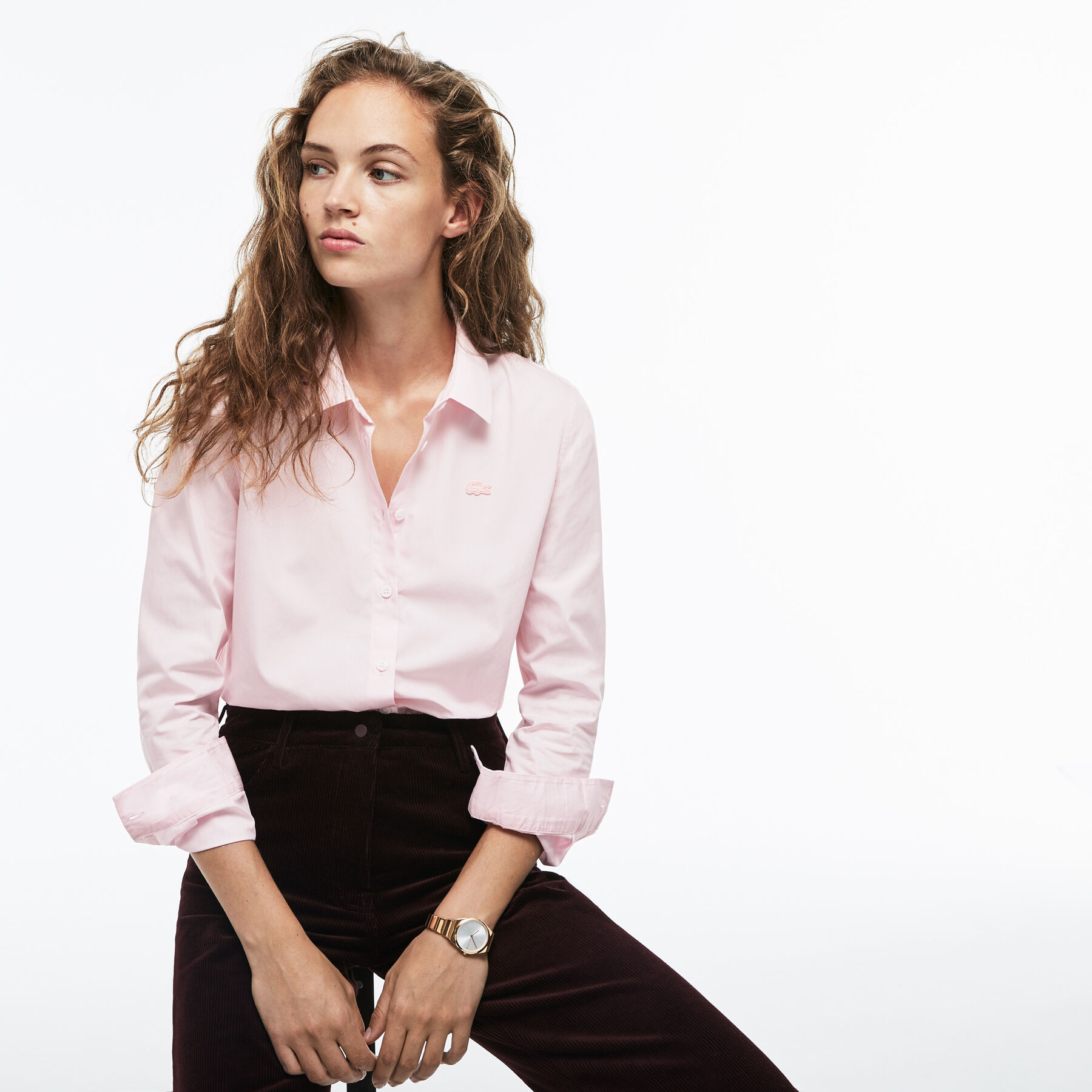 lacoste women s regular fit cotton poplin shirt
