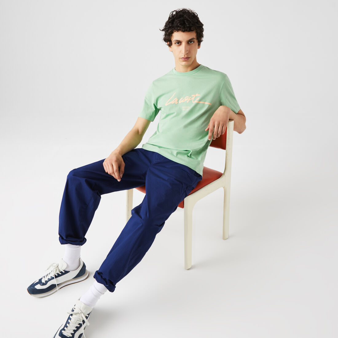 Men’s Crew Neck Print Lettering Cotton T-shirt