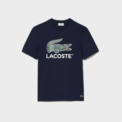 lacoste signature print cotton t shirt