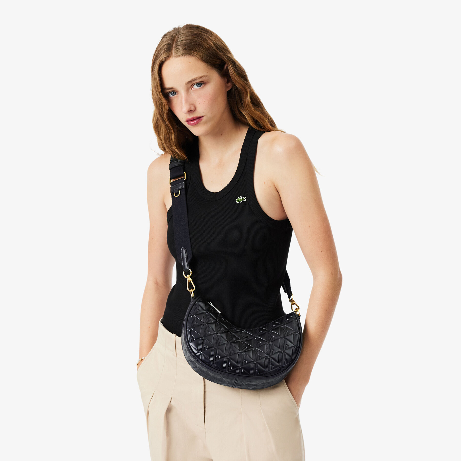 محفظة ماهيكي نصف قمرية من الجلد المنقوش Maheki Embossed Leather Half Moon Purse - NF4710MH-000