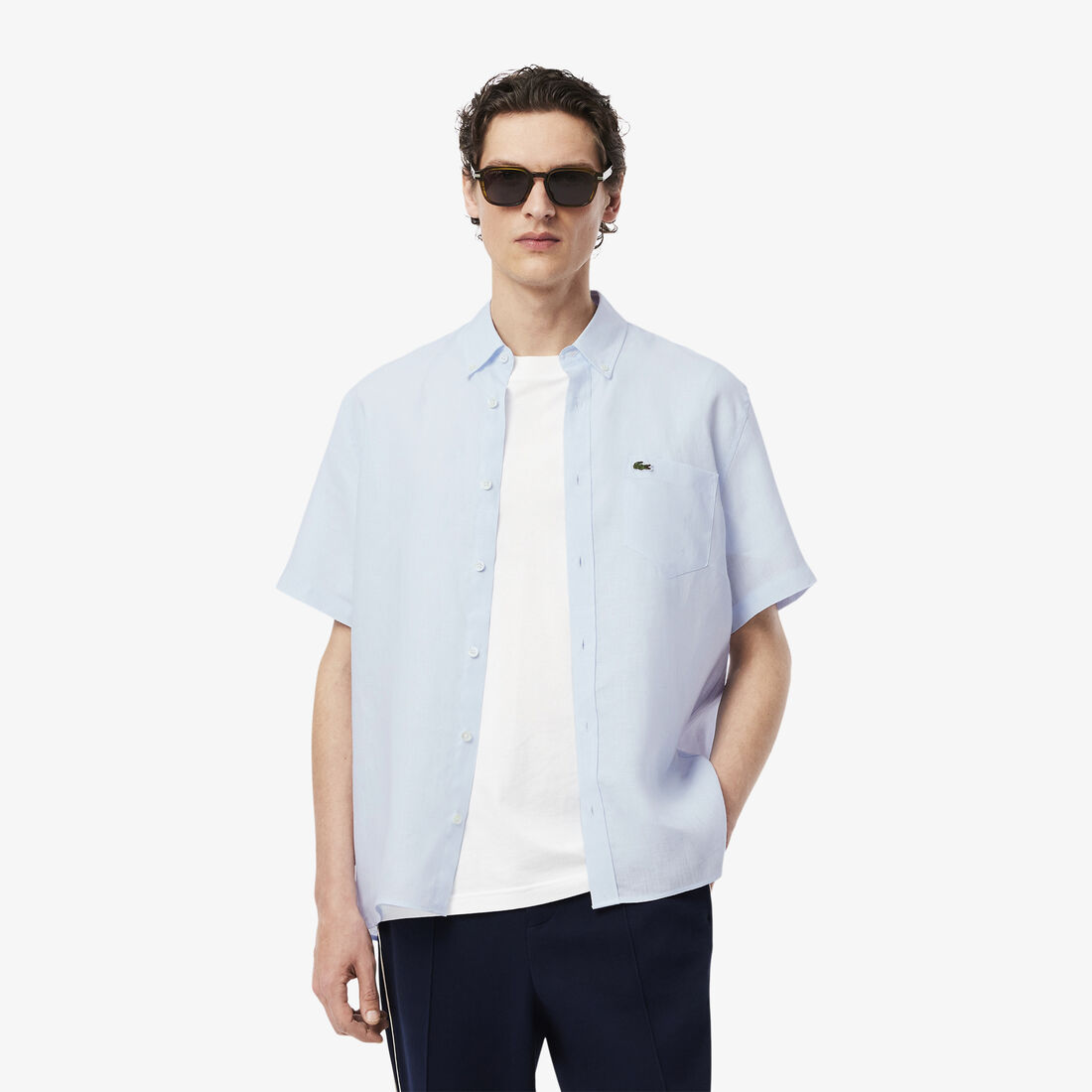 Men's Lacoste Short Sleeve Linen Shirt - CH5699-00-T01