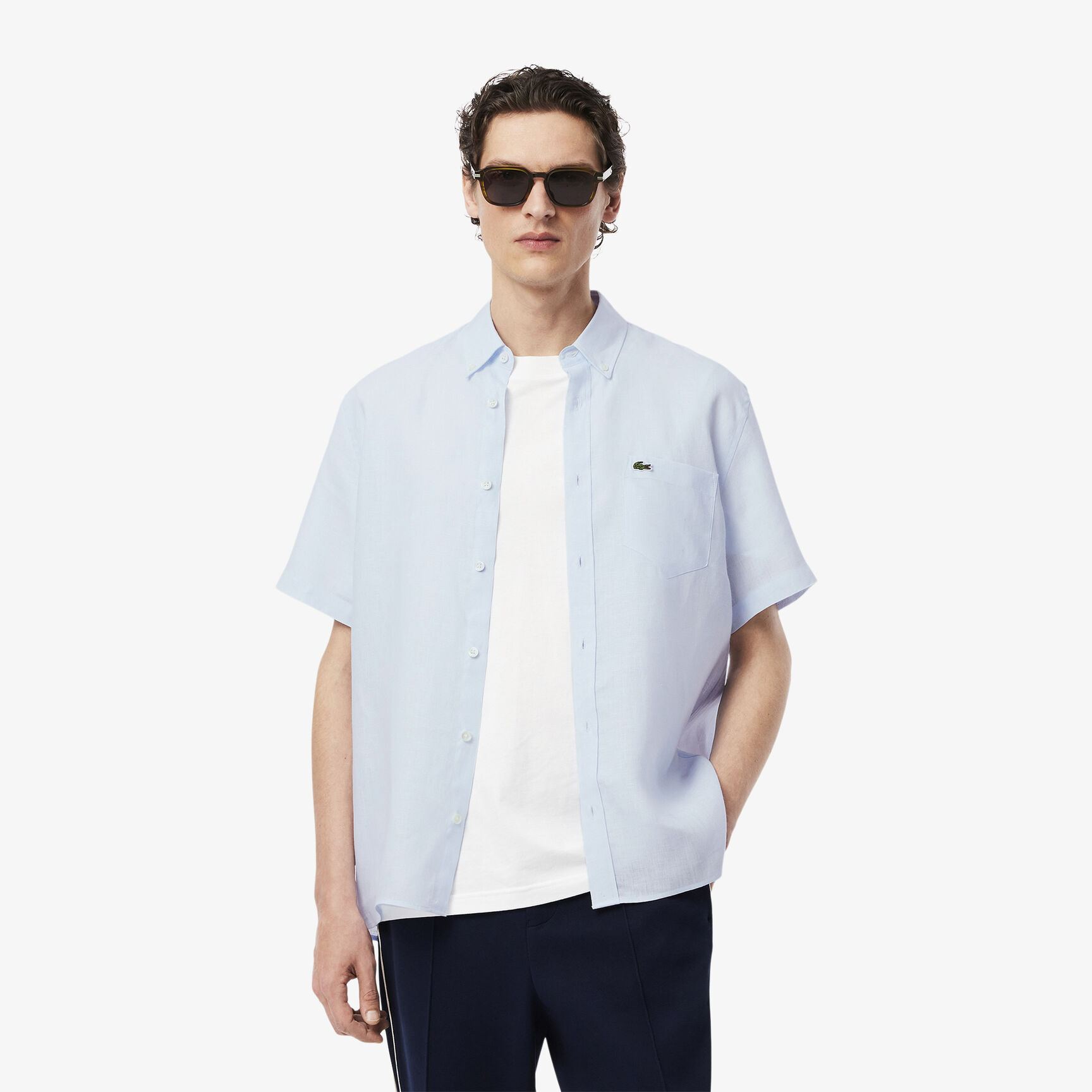 Short Sleeved Linen Shirt Men's Lacoste Short Sleeve Linen Shirt - CH5699-00-T01