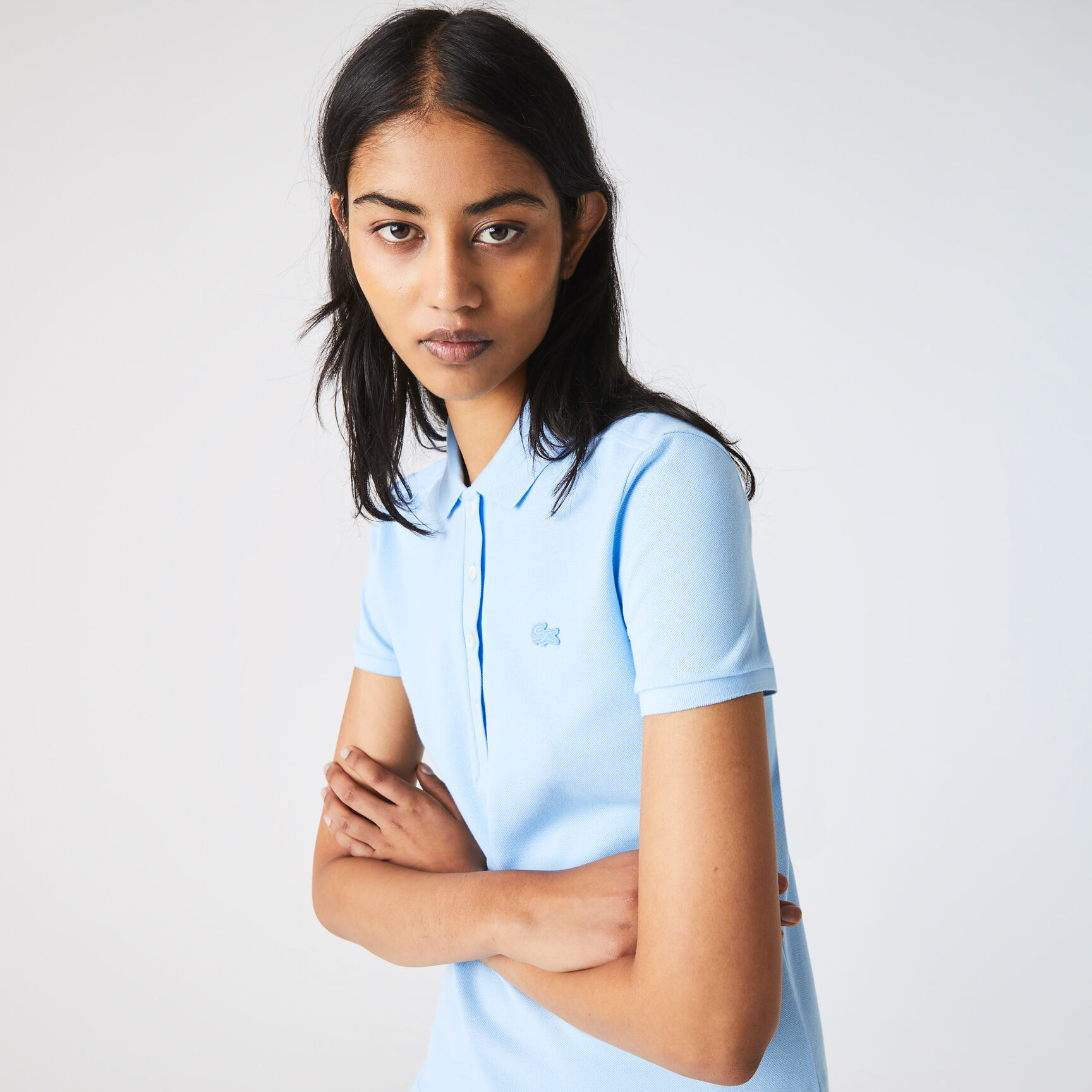 تيشيرت بولو L.12.D بقصة ضيقة من قماش بيتي بيكيه المطاطي Women's Lacoste Slim fit Stretch Cotton Pique Polo Shirt - PF5462-00-HBP