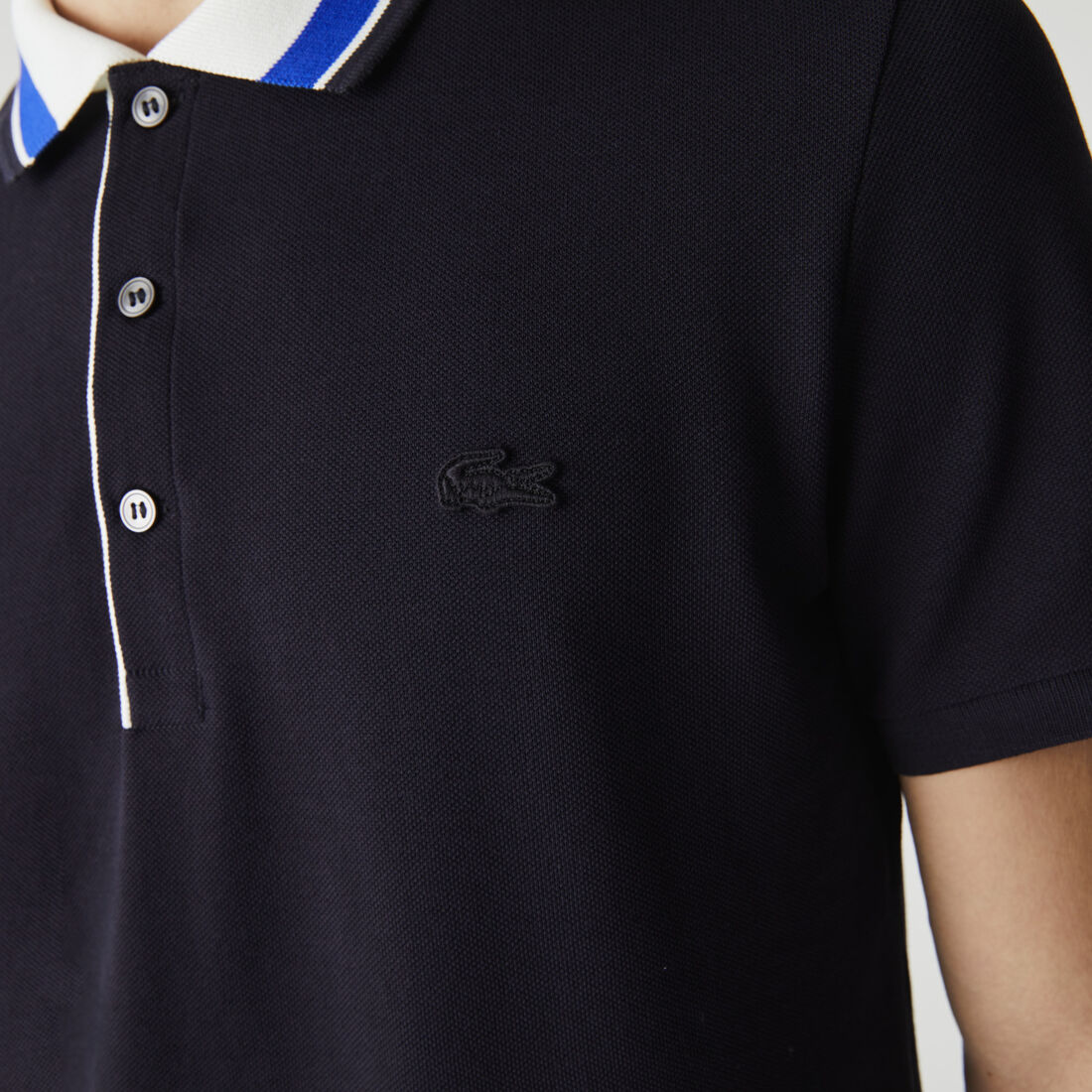 Men’s Lacoste Slim Fit Striped Collar Cotton Piqué Polo Men’s Lacoste Slim Fit Striped Collar Cotton Piqué Polo