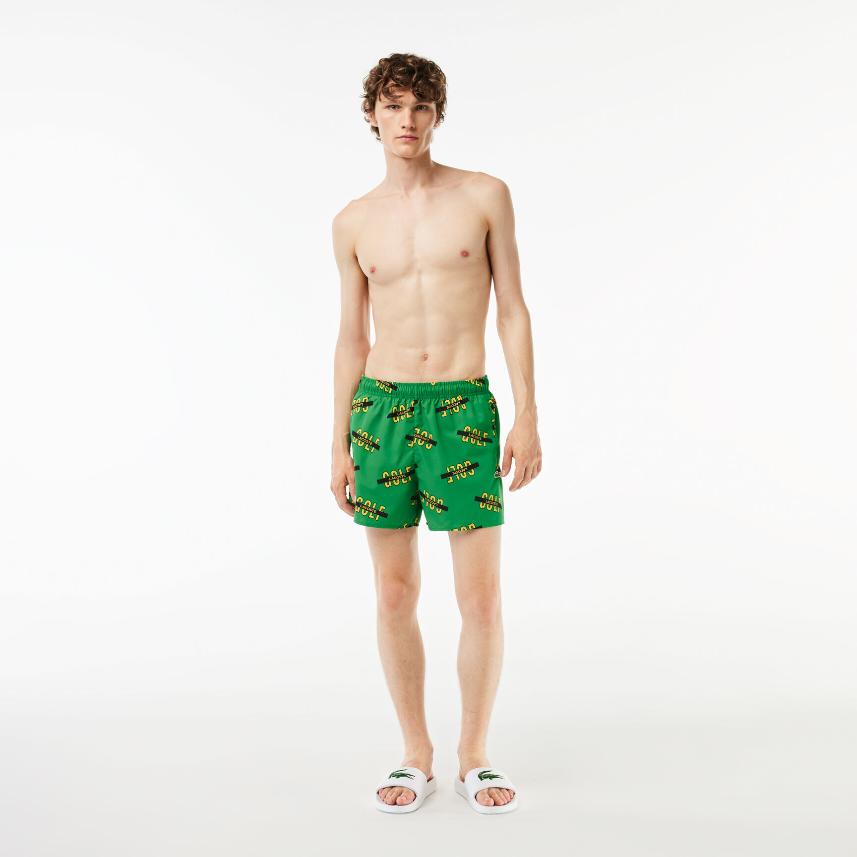 ثوب سباحة لاكوست بطبعة الكرة الأرضية Lacoste Printed Swim Trunks - MH1872-00-QKI
