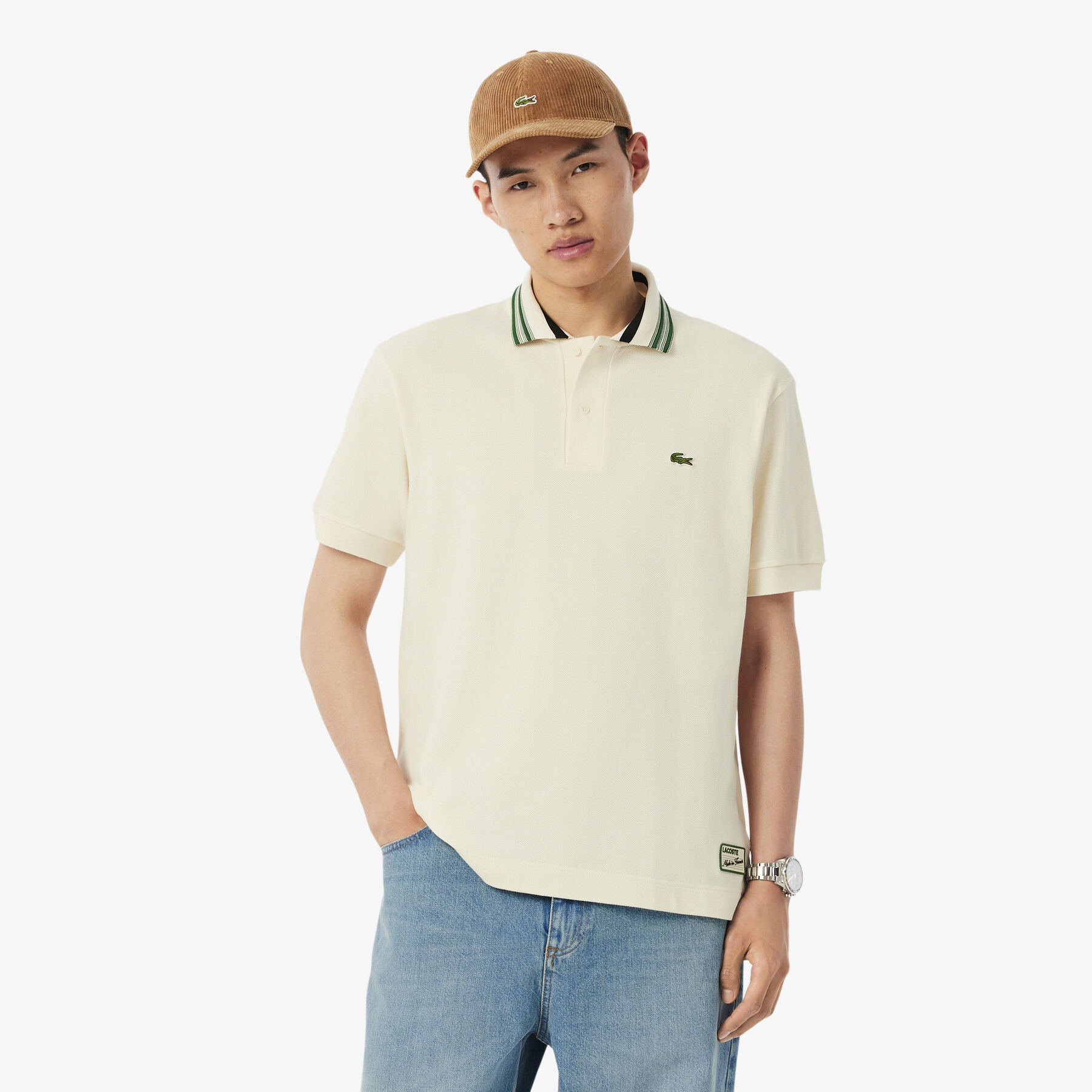 قميص بولو كلاسيكي مخطط من صنع فرنسي French Made Classic Fit Stripe Collar Polo Shirt - PH5421-00-XFJ