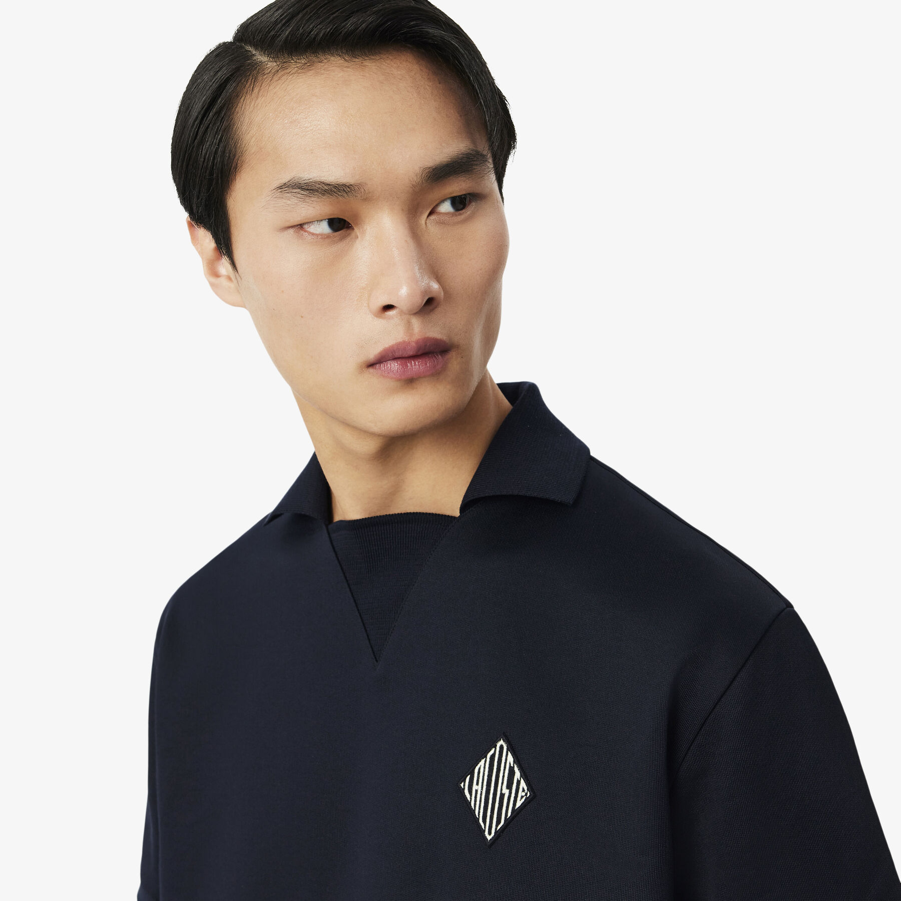 Loose Fit Badge Accent Fleece Polo Shirt - DH1208-00-350