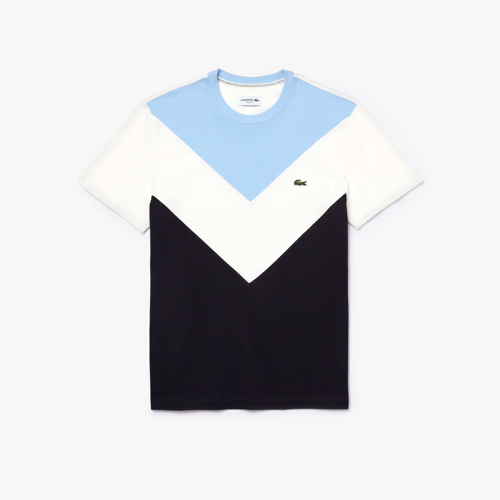 Men's Crew Neck Colourblock Cotton Piqu&eacute; Blend T-shirt