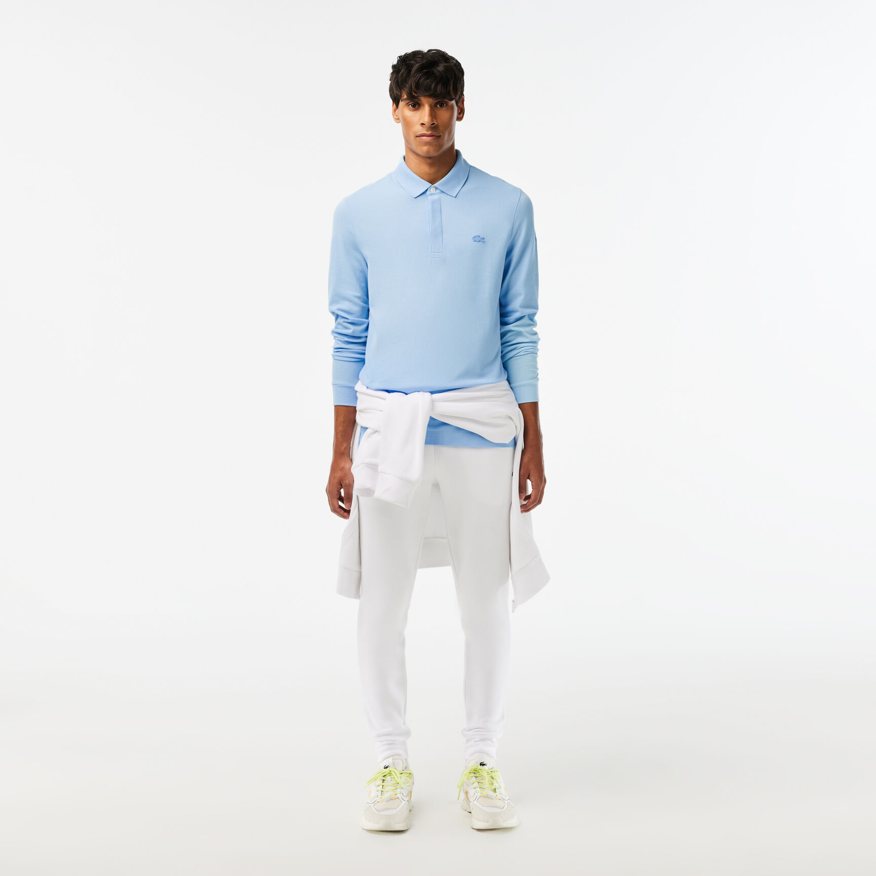 قميص بولو بيكيه باريسي بقصة عادية Smart Paris long sleeve stretch cotton Polo Shirt - PH2481-00-HBP