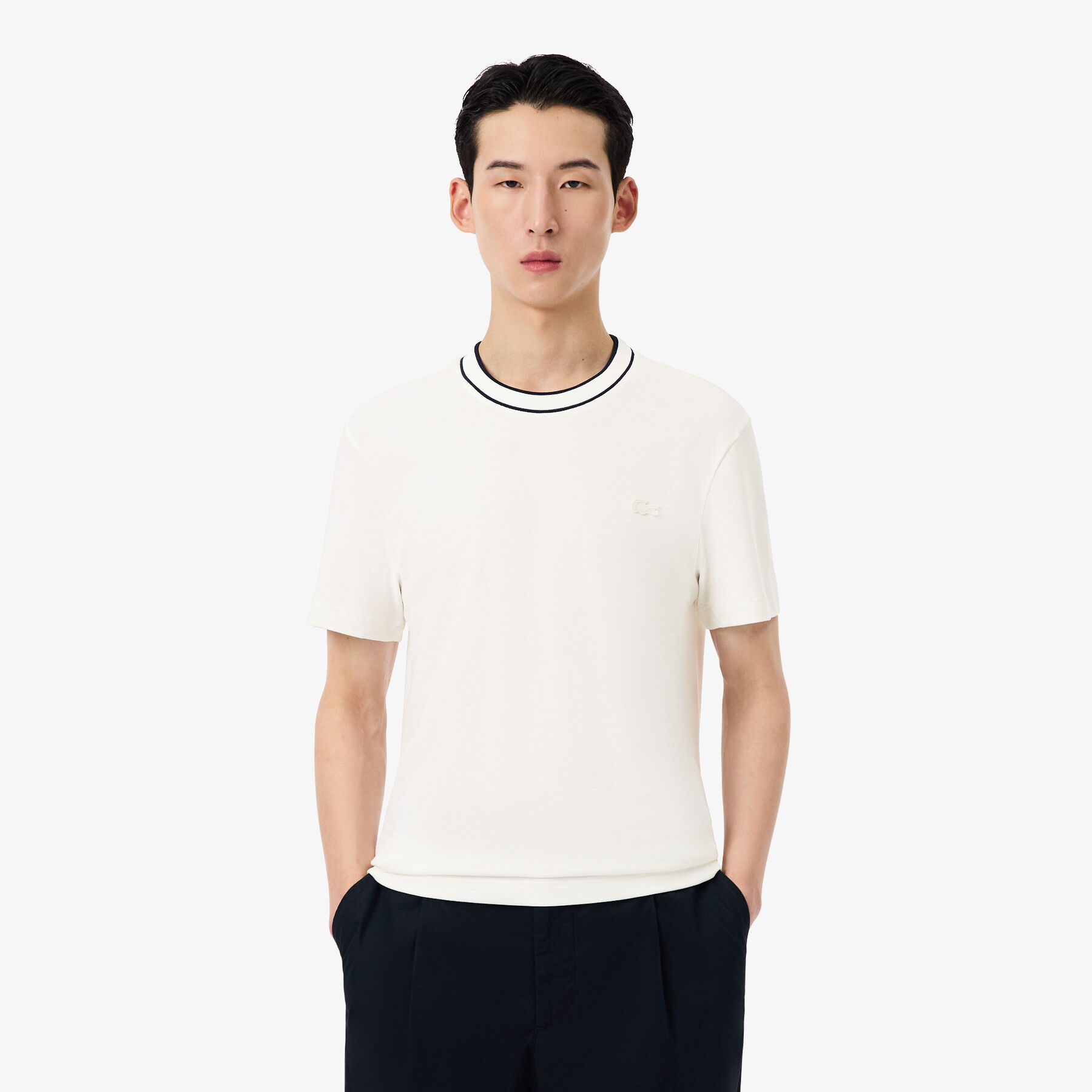 Stretch Pique Stripe Collar T-shirt - TH8174-00-70V