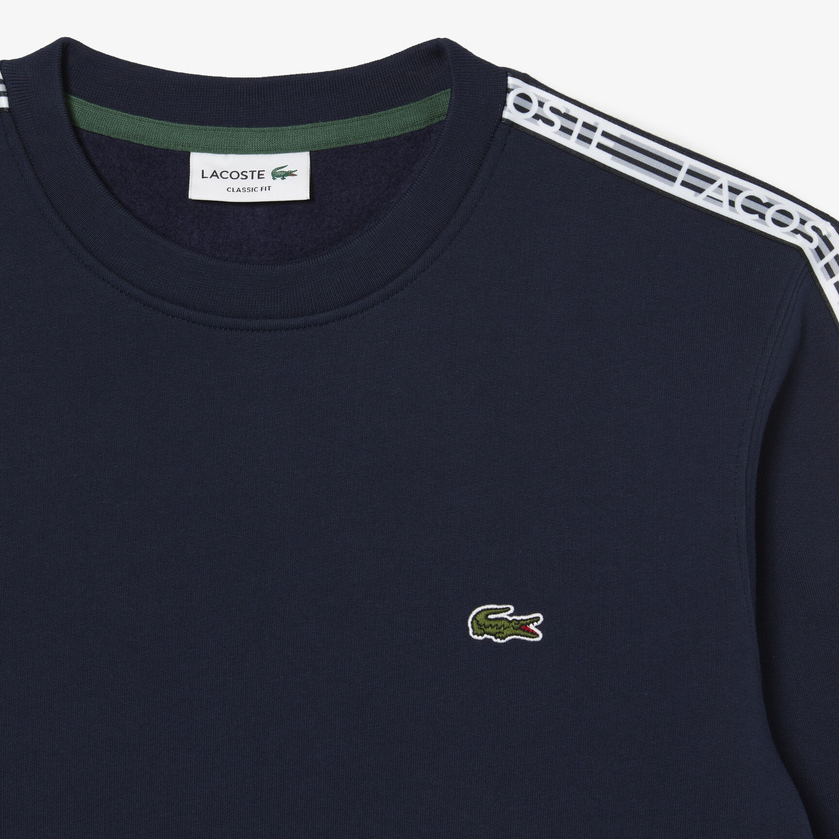 هودي رياضي بطبعة Lacoste Men's Classic Fit Logo Stripe Flannel Jogger Sweatshirt - SH5073-00-166