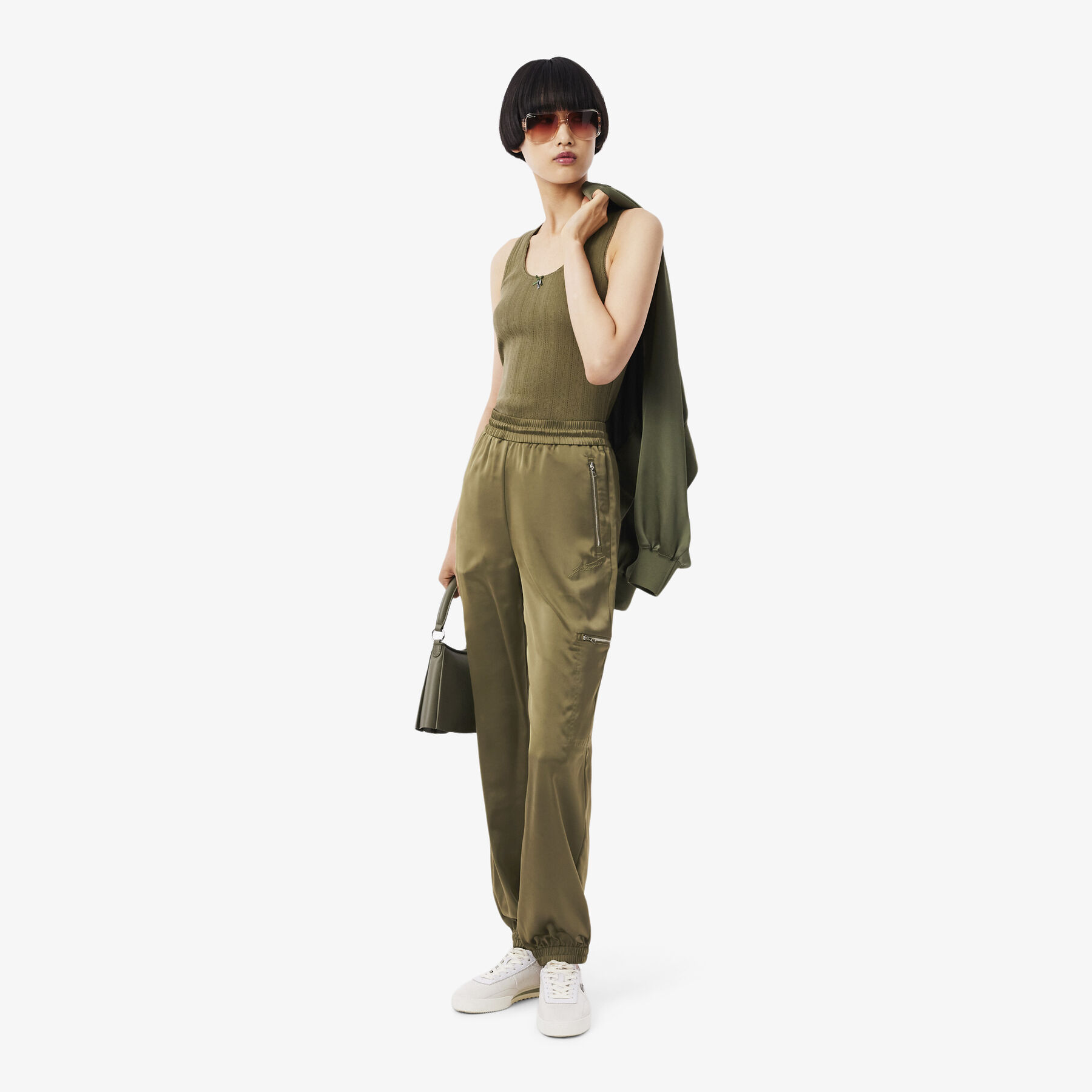lacoste oversized satin sweatpants