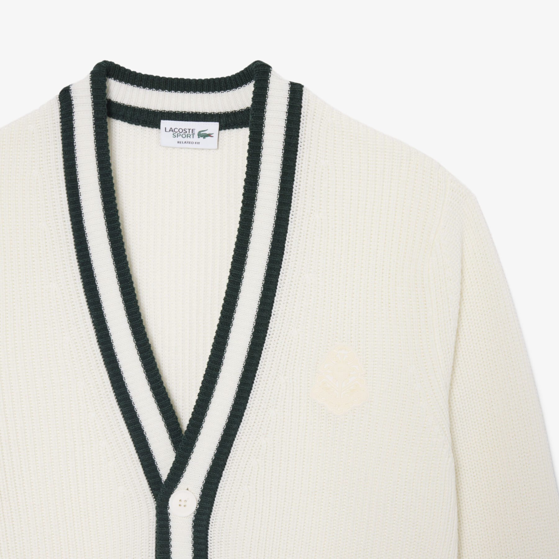 Badge Accent Wool Blend Golf Cardigan lacoste badge accent wool blend golf cardigan