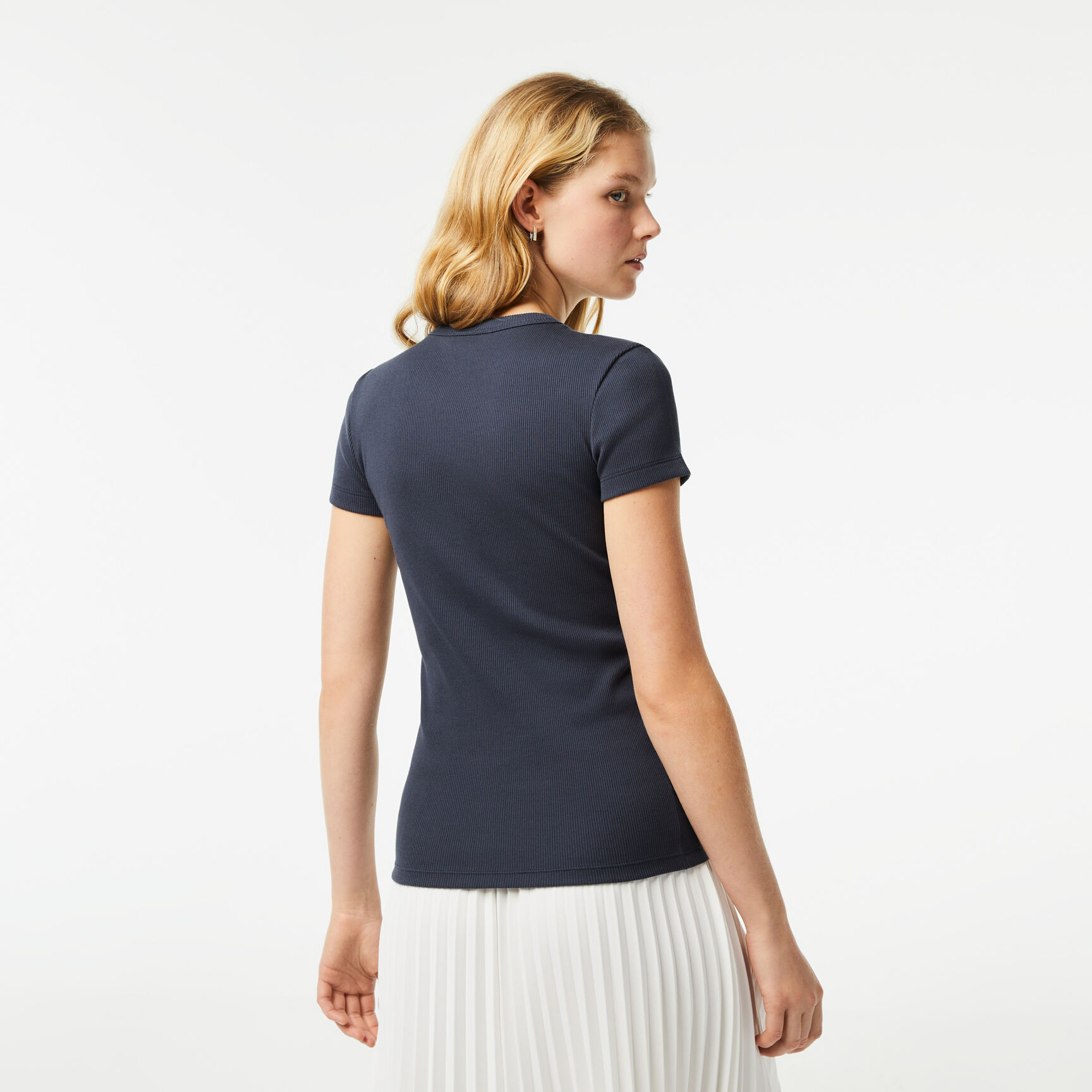 Women's Lacoste Slim Fit Organic Cotton V-neck T-shirt Women's Lacoste Slim Fit Organic Cotton V-neck T-shirt