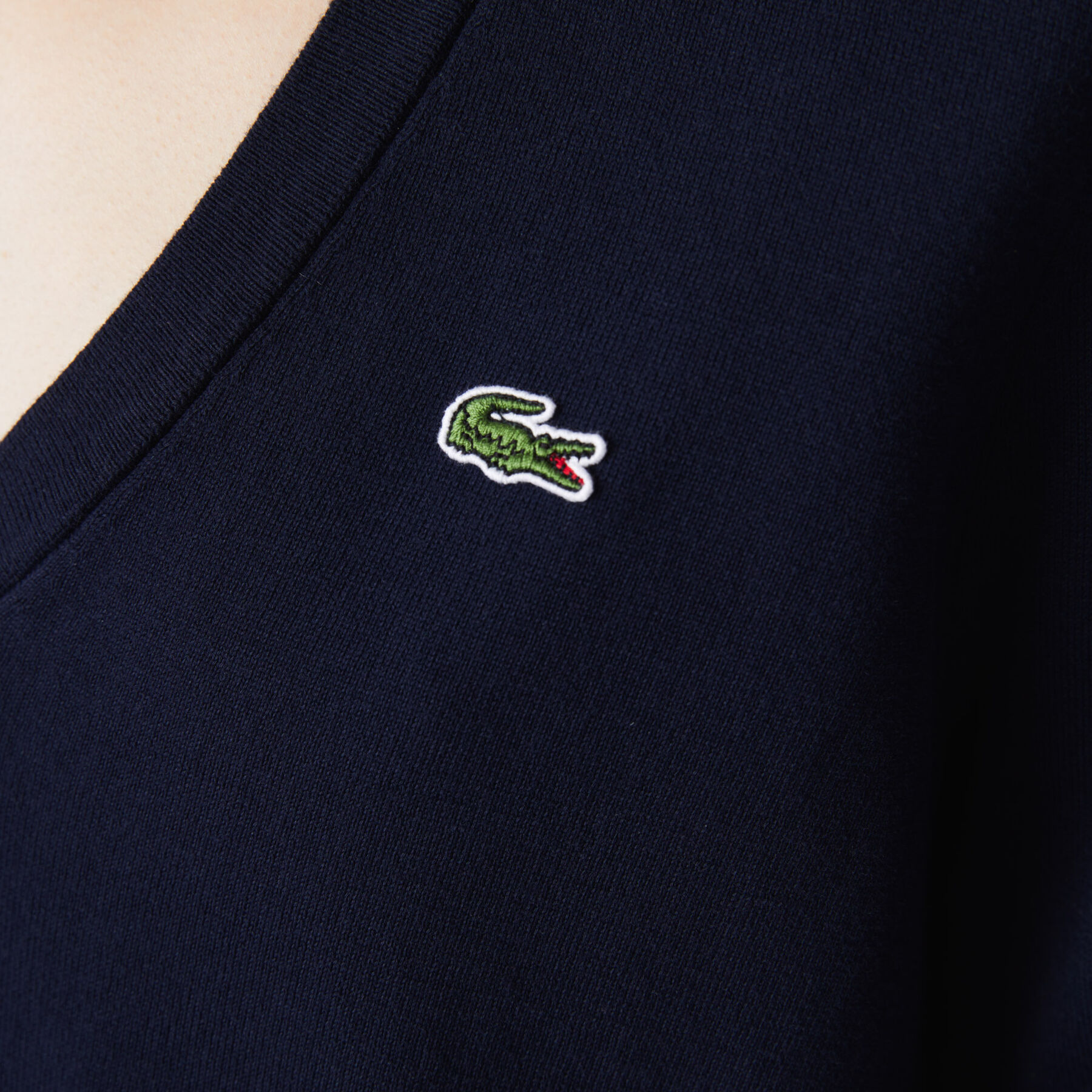 lacoste women s v neck loose organic cotton sweater