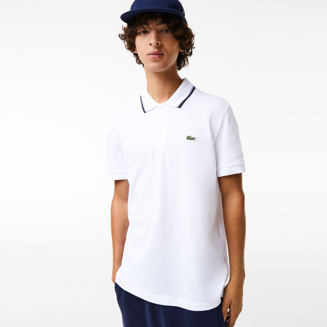 Men's Lacoste Regular Fit Striped Collar Cotton Petit Piqué Polo Shirt - PH9531-00-001