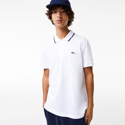 Men's Lacoste Regular Fit Striped Collar Cotton Petit Piqué Polo Shirt