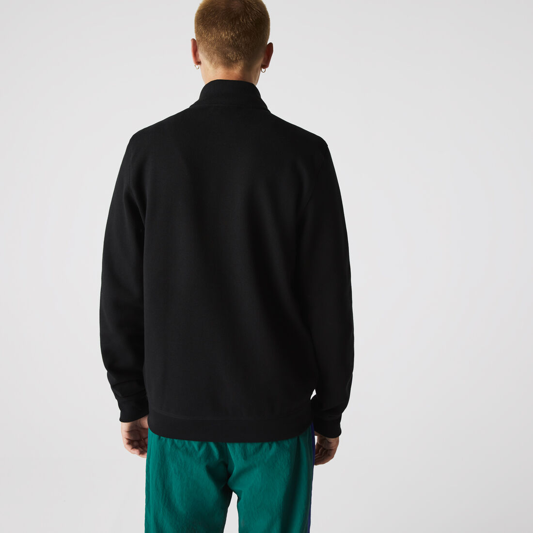 Men's Zippered Stand-Up Collar Piqué Fleece Jacket Men's Zippered Stand-Up Collar Piqué Fleece Jacket