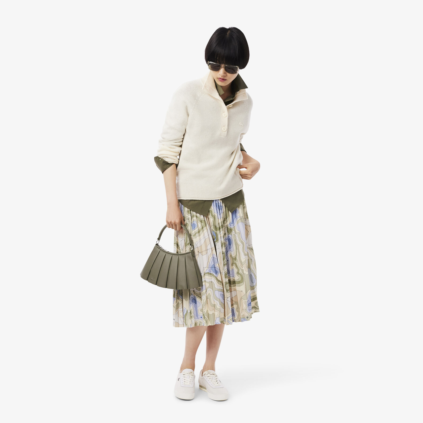 Topography Print Pleated Skirt - JF0340-00-87I