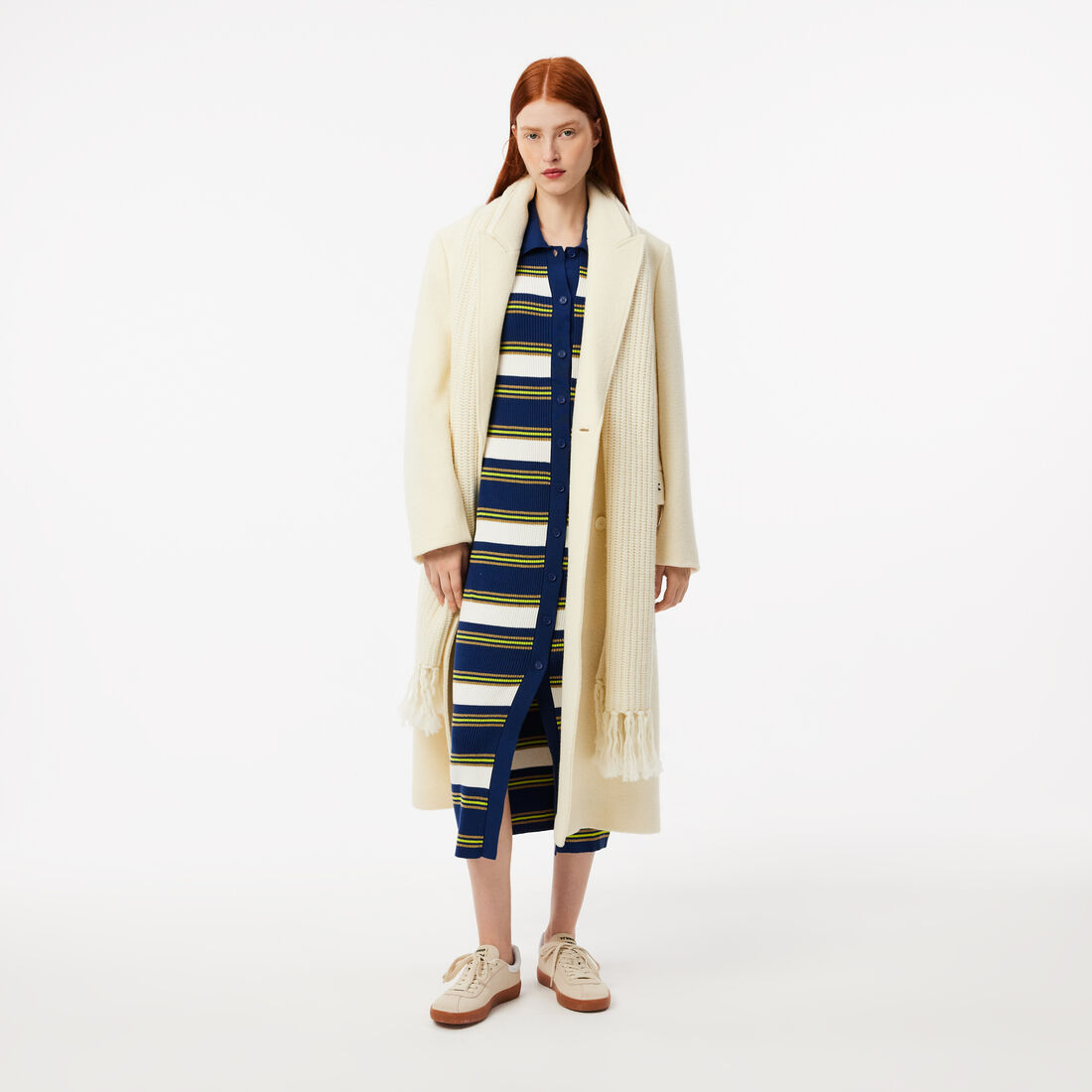 فستان قميص مخطط ومضلع Striped Rib Knit Shirt Dress - EF2554-00-ICZ