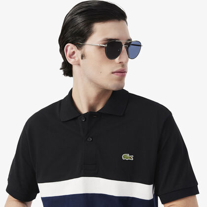 lacoste classic fit colour block petit pique polo shirt
